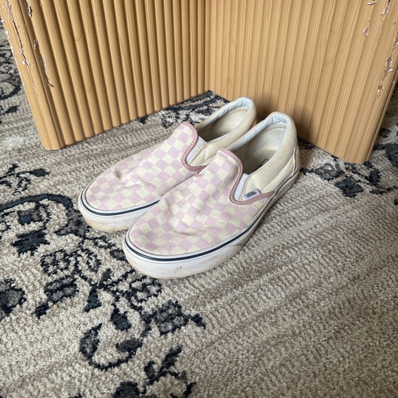 Vans Slip-On Checkerboard Pink & Cream Shoes Size US Women’s 10.5 Men’s 9 - Picture 4 of 8